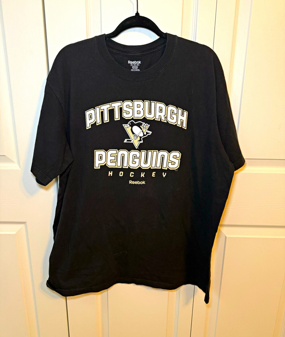 Reebok Pittsburgh Penguins NHL Hockey T Shirt Black Men’s 2XL